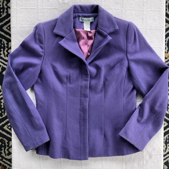 Vintage 90s Stephanie Andrews Purple 100% Wool Short Jacket Blazer Sz 6 USA Y2K - Picture 1 of 8